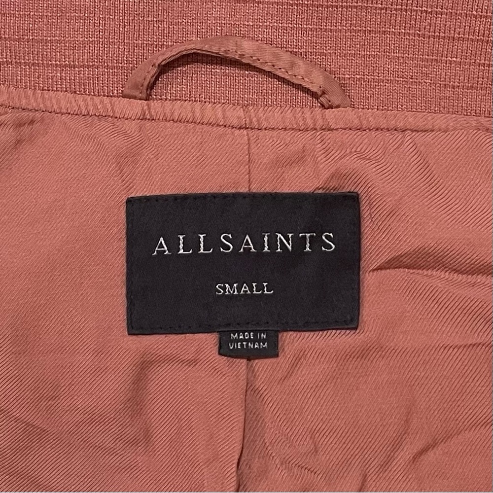 Allsaints Myra Bomber Jacket Ruched Mauve Rust Brown Urban Casual School - Picture 9 of 10